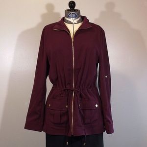 WHBM maroon lightweight zip-front jacket
